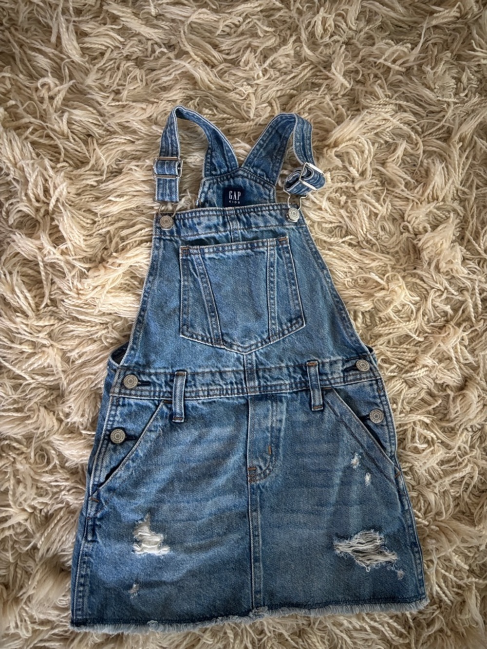 GAP Distressed Denim Overall Skirt - Blue